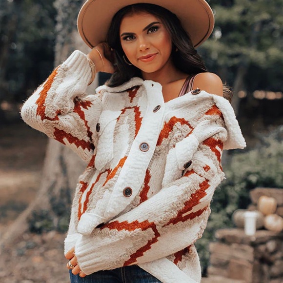 New Quilted Cardigan Sweater Coat / Women's Shacket Western Boho Jacket - Picture 4 of 13